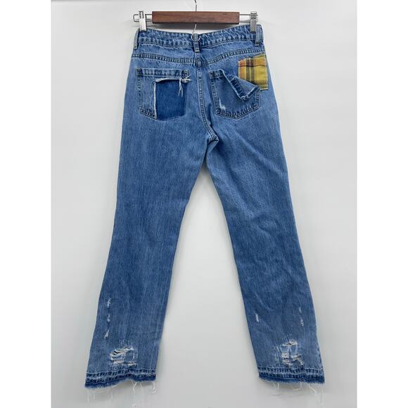 Jaded London Dolls Kill Patchwork Jeans Y2K Grunge Indie Sz 25 Denim Boyfriend - Picture 5 of 11